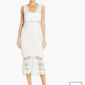 Bardot White Lace Midi Dress with Square Neck odyssey XS